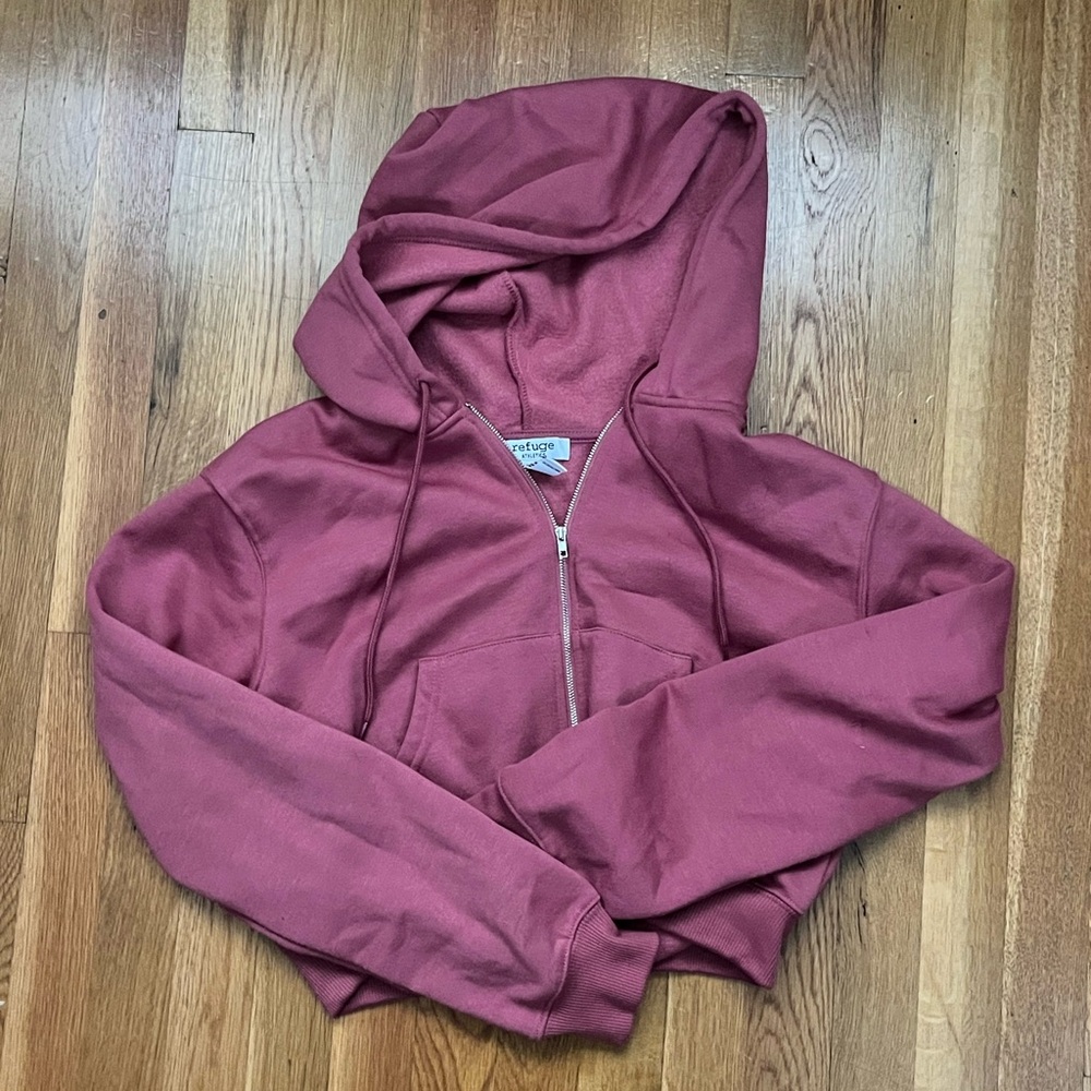 pinkish purple cropped zip hoodie